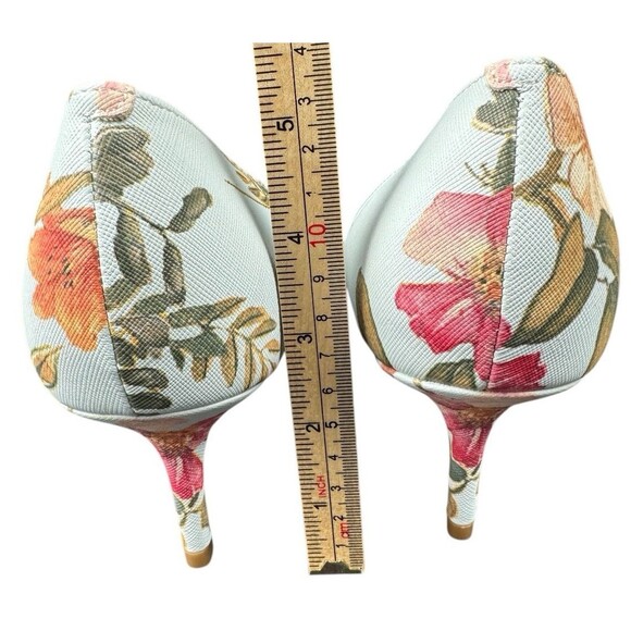 Marc Fisher Size 11 Pumps Heels Blue Floral Pointed Toe Textured Shoes 2.5” New - Picture 5 of 9
